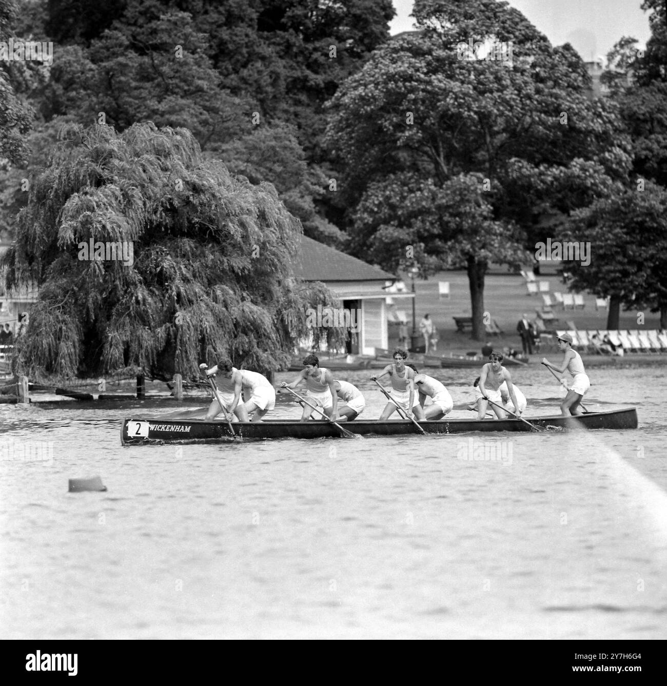@1930s photo of Canadian canoe team in rapids at German regatta @1930s photo of Canadian canoe team in rapids at German regatta