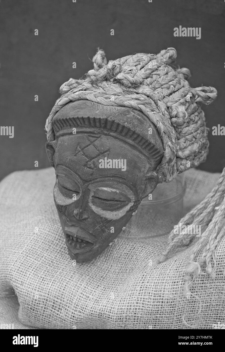 African wedding mask exhibit at the Las Vegas Natural History Museum, Nevada, USA. Stock Photo
