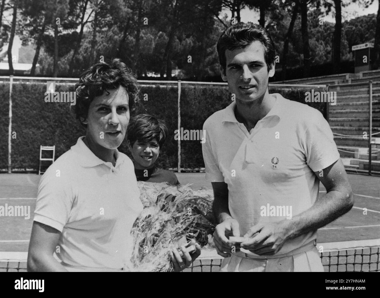 TENNIS PLAYERS THOMAS KOCH AND MARIA BUENO WITH TROPHIES IN ROME / ; 14 ...