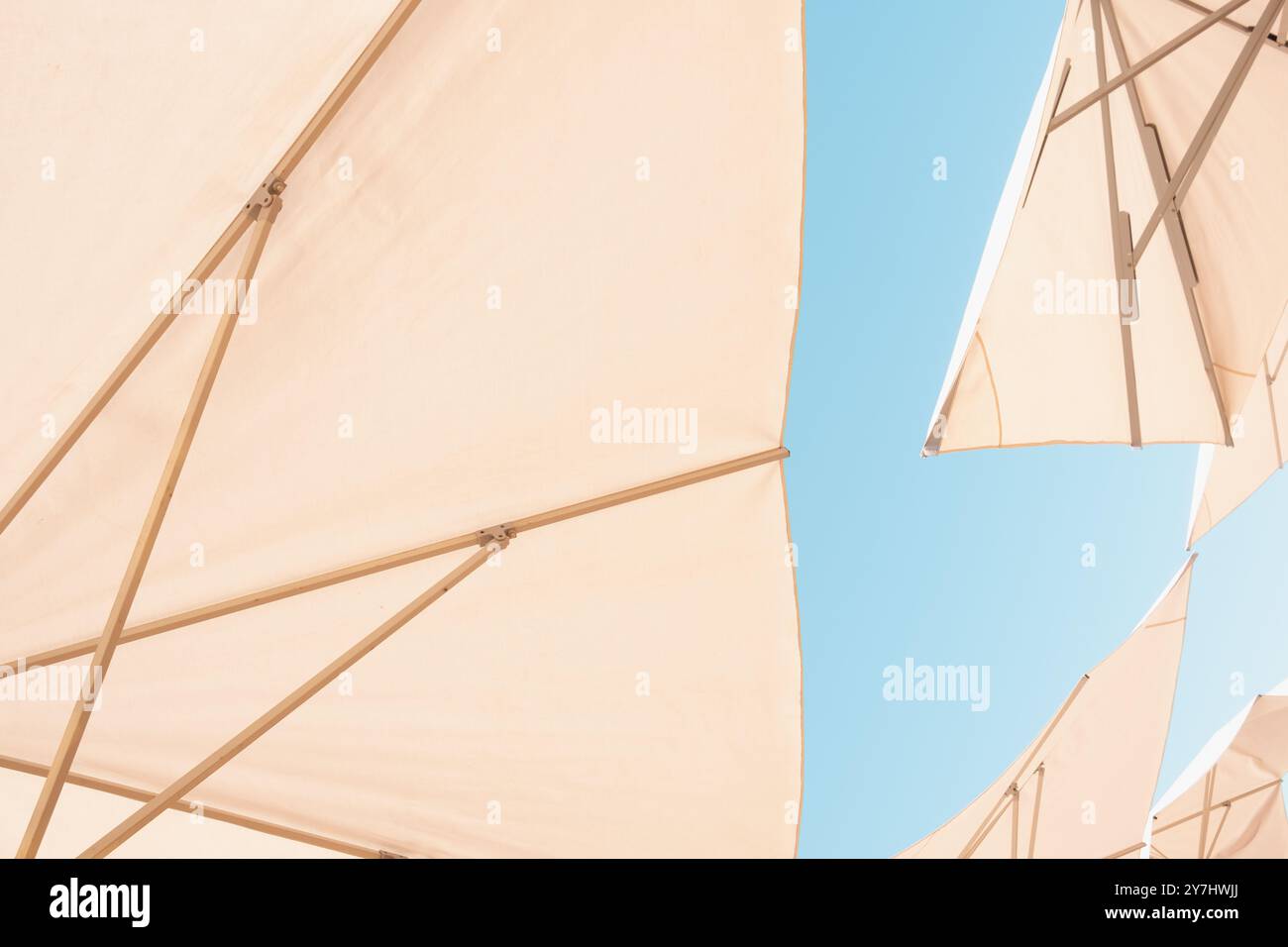 Beach Parasols, Abama Beach, Tenerife. Stock Photo