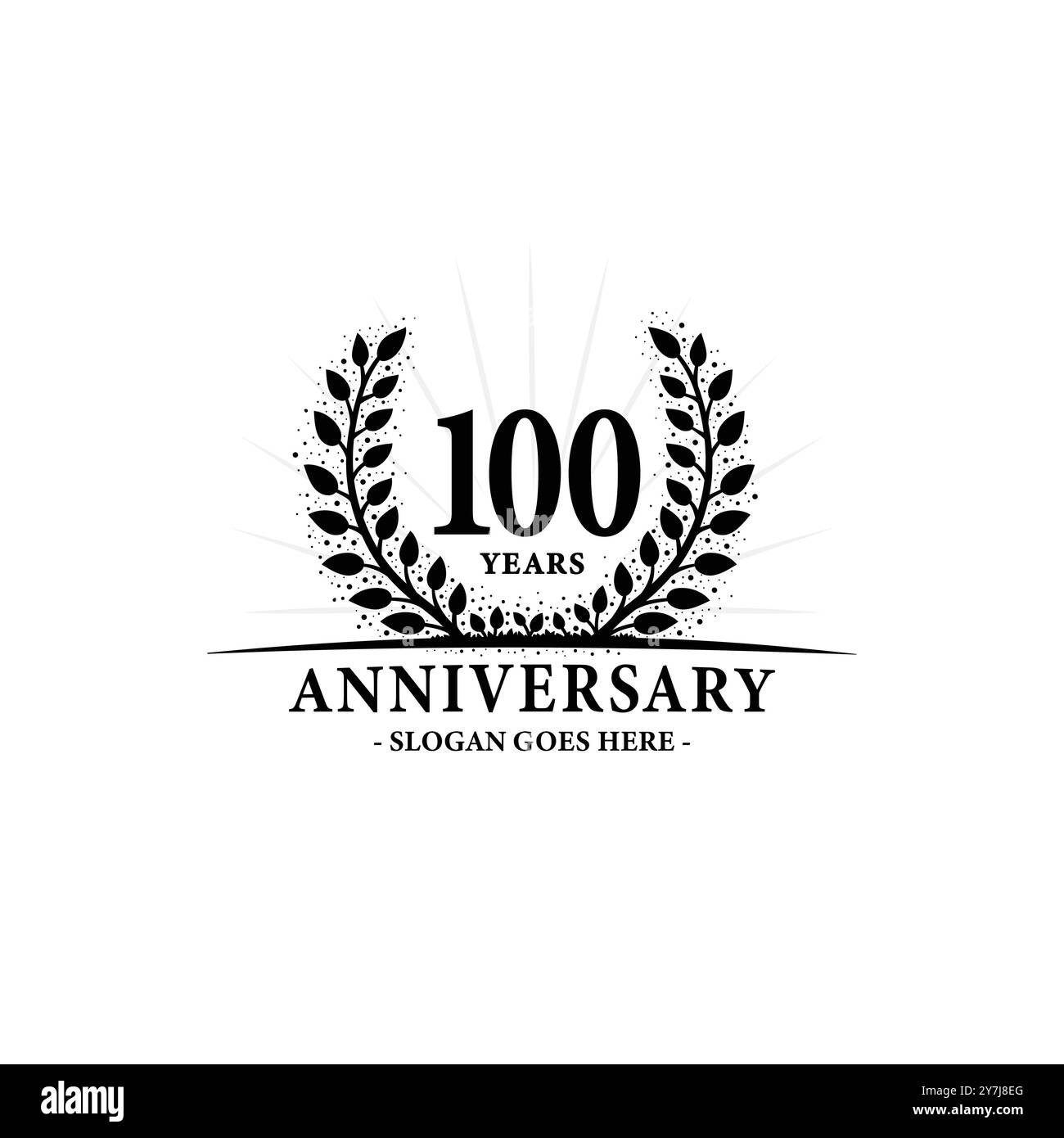 100 years celebrating anniversary logo. 100th years anniversary design template. Vector and