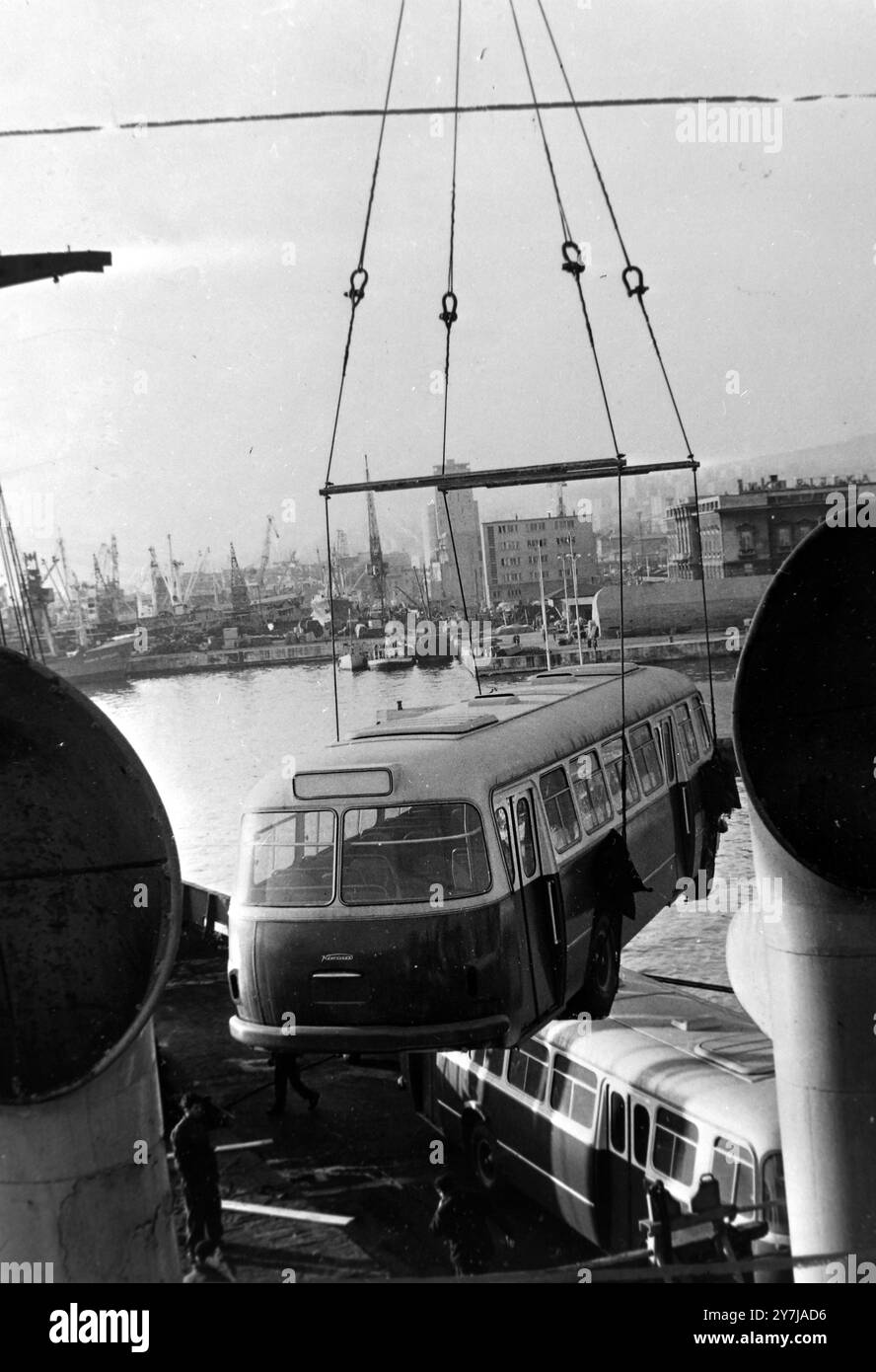 exports-czechoslovakian-skoda-buses-loaded-to-be-shipped-to-cuba-from