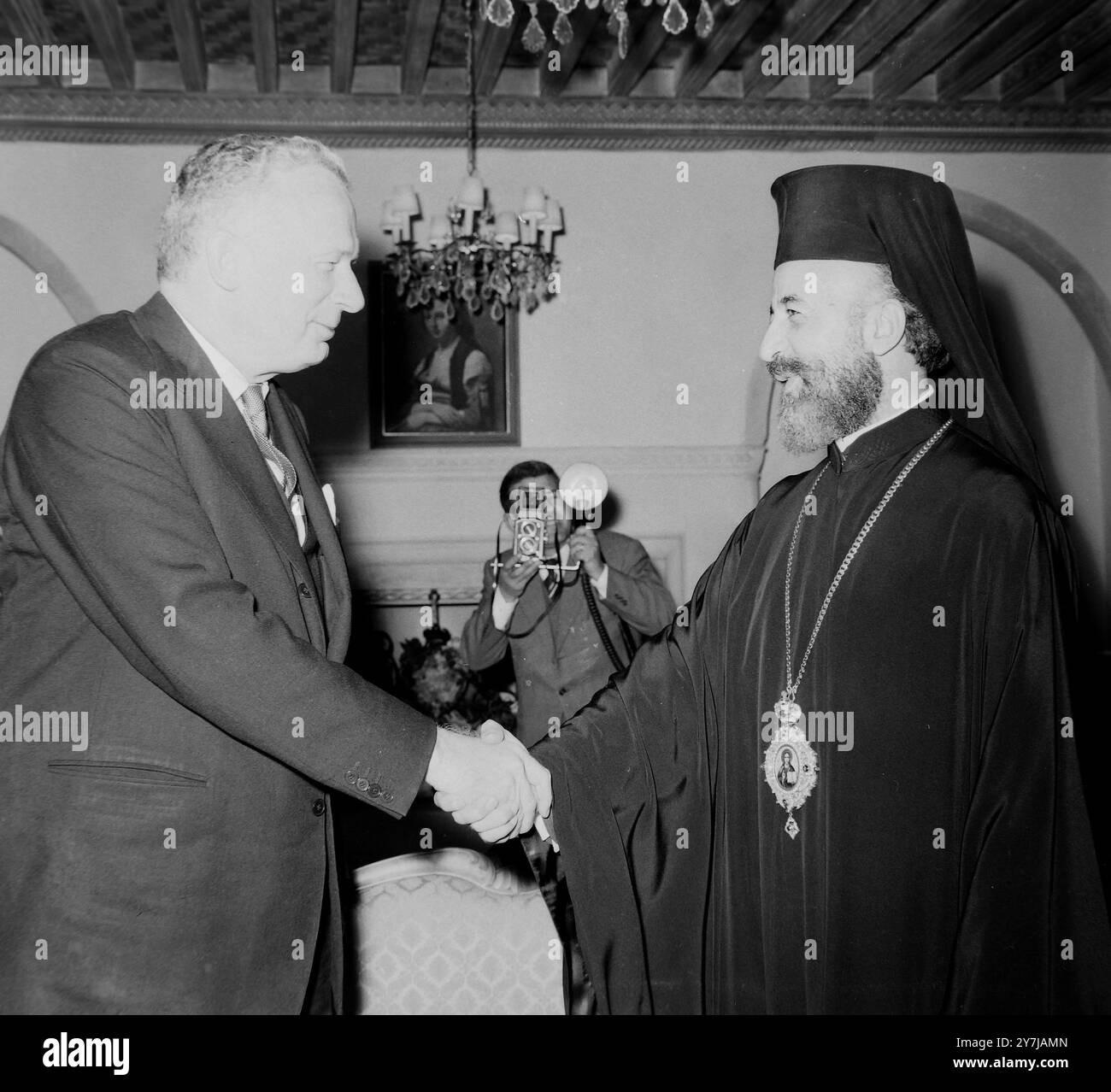 George Ball GEORGE BALL WITH ARCHBISHOP MAKARIOS IN NICOSIA, CYPRUS / ; 14 FEBRUARY ...
