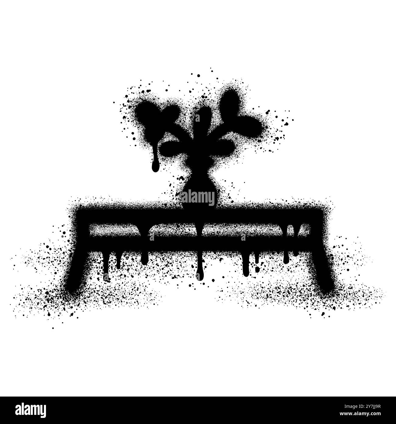 Table graffiti with black spray paint. vector illustration. Stock Vector