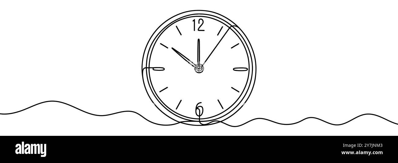 Continuous one line drawing of clock. Clock linear icon. One line ...