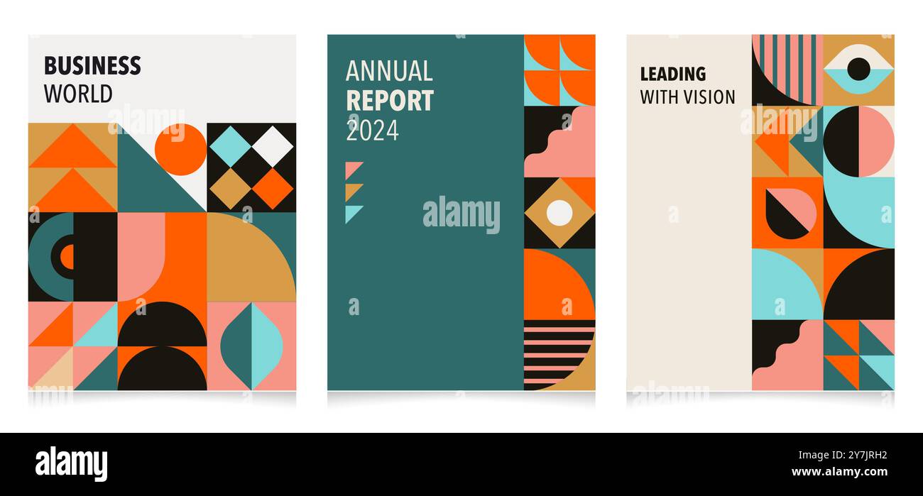 Abstract Bauhaus Book Cover Design Collection. Geometric style cover ... - Geometric Art Portfolio