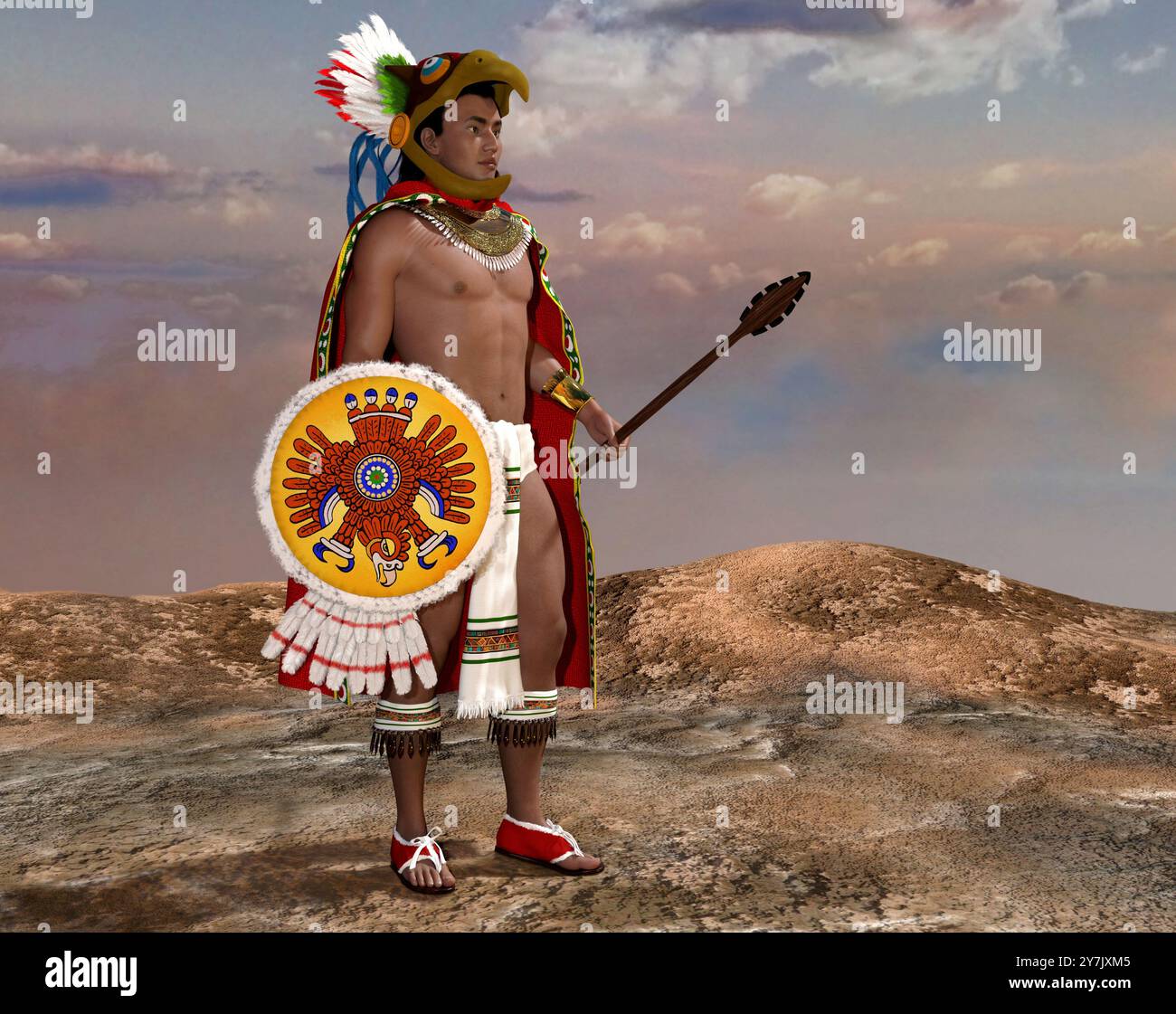 Illustration of Cuauhtemoc, last Aztec emperor Stock Photo - Alamy