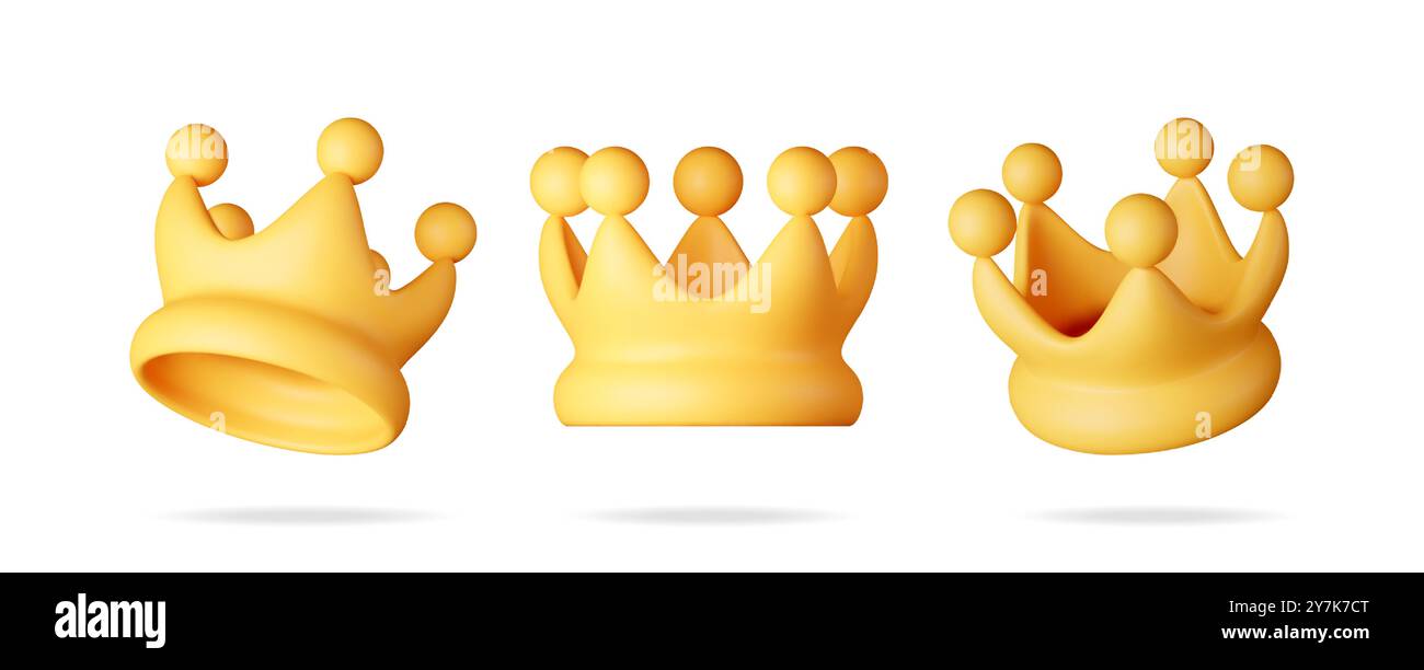 3D set of gold crown icon isolated Stock Vector Image & Art - Alamy