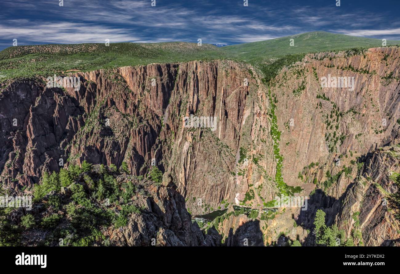 Displaying Vertical Strata - Black Canyon of the Gunnison, Colorado Stock Photo