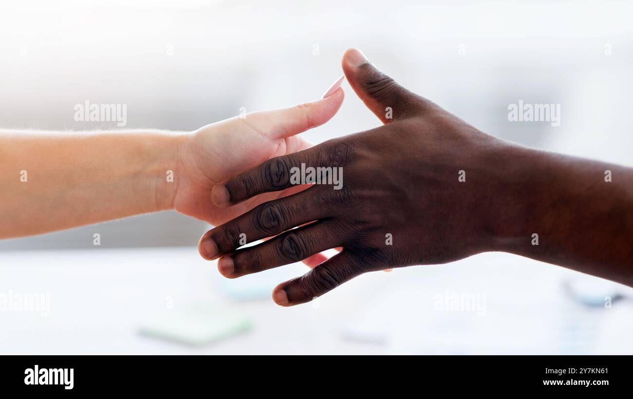 International partnership concept. Unrecognizable business partners ...