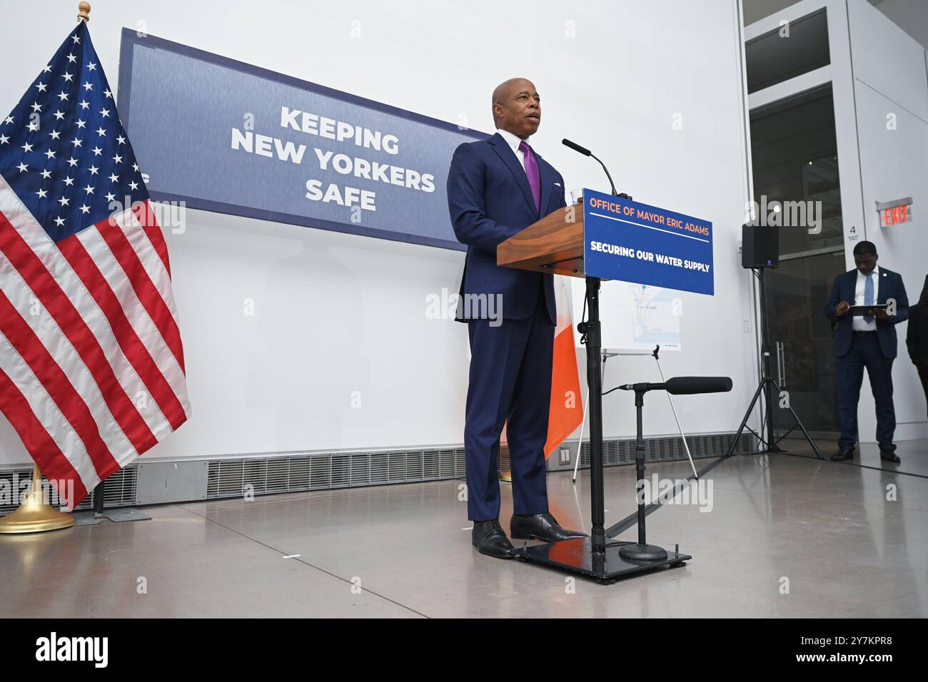 New York City Mayor Eric Adams delivers a public safety- and ...