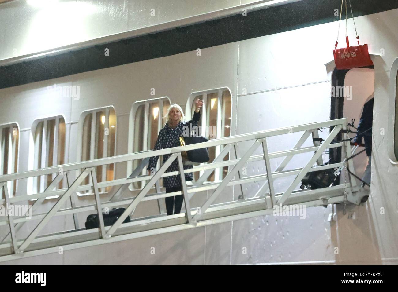 Holly Hennessey boards the Villa Vie Odyssey cruise ship at Belfast