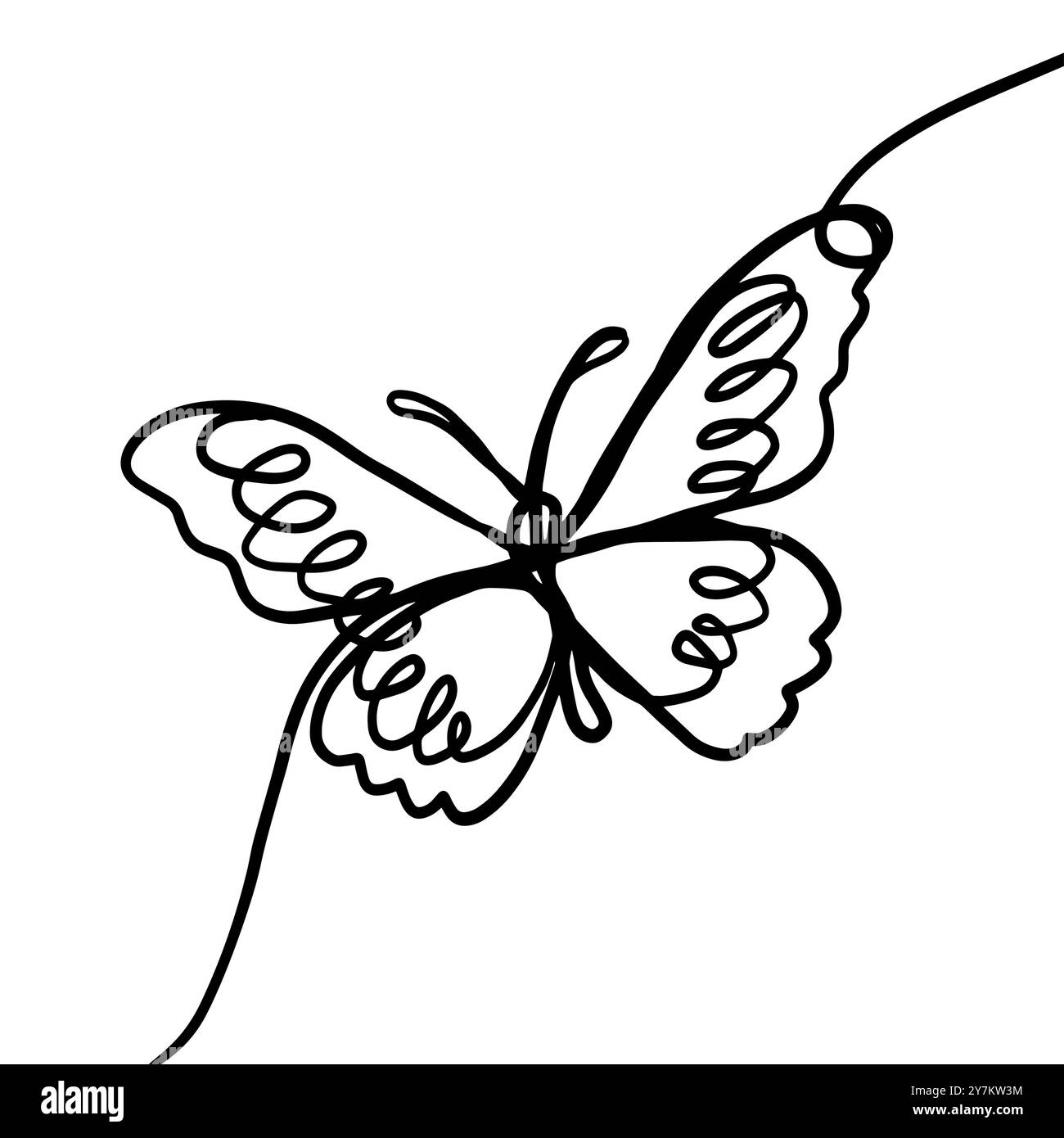 Butterfly one line drawing style. Hand drawing Line art. Not AI. Vector ...