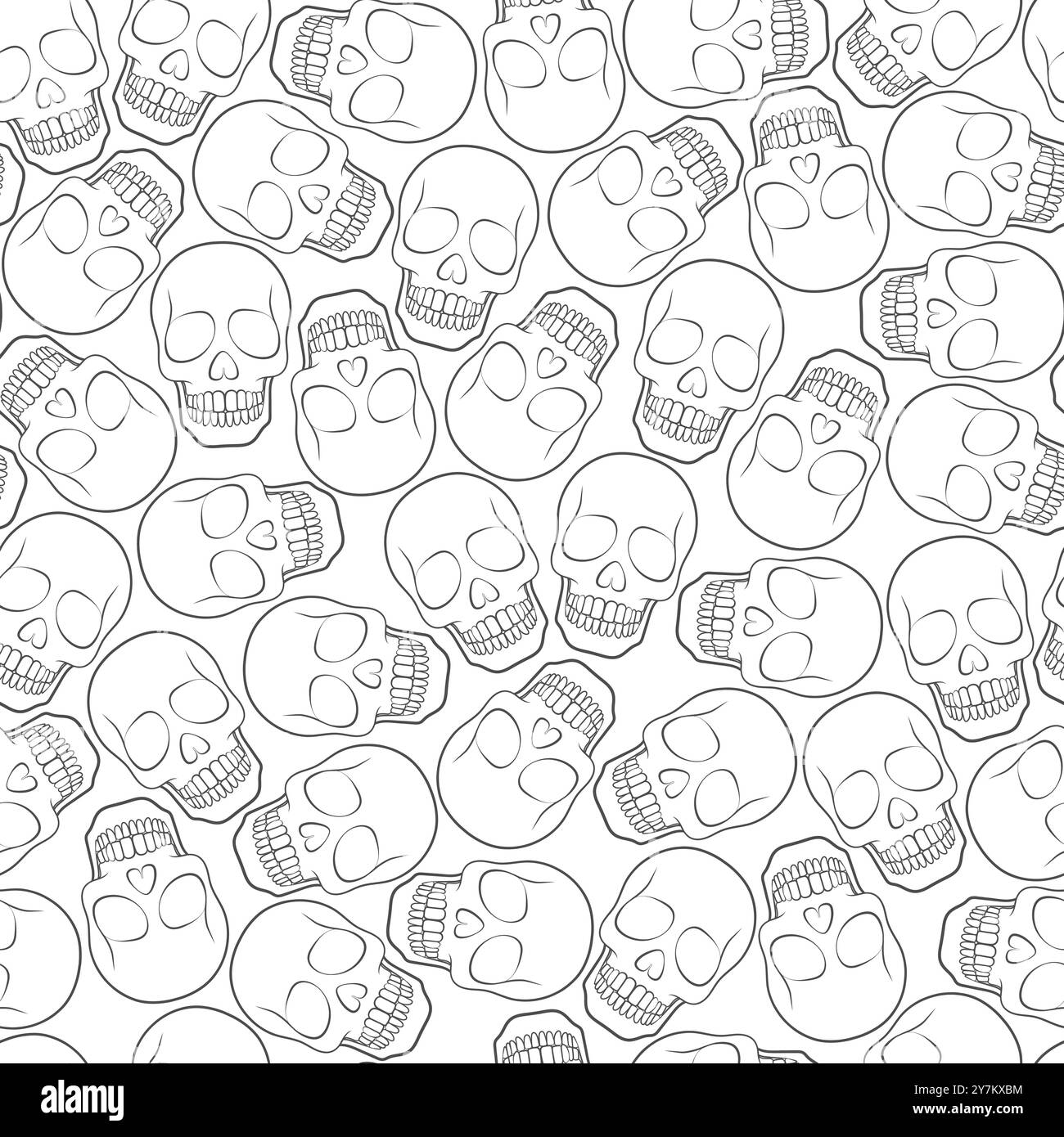 Seamless pattern with skull. Vector black and white background Stock ...