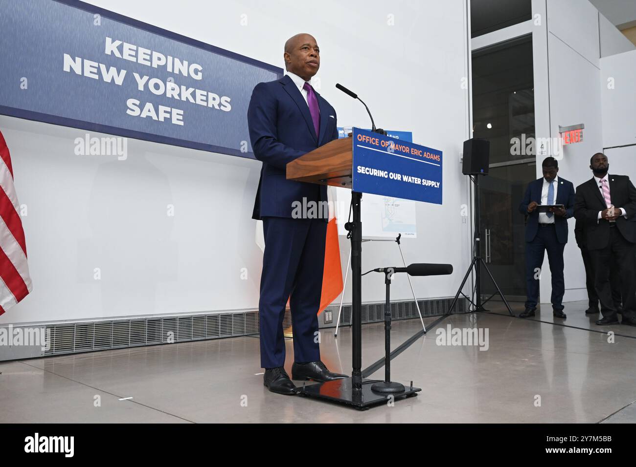New York City Mayor Eric Adams delivers a public safety- and ...