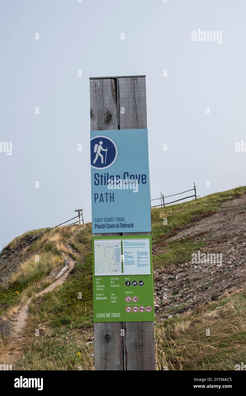 East Coast Trail Stiles Cove Path sign in Pouch Cove, Newfoundland ...