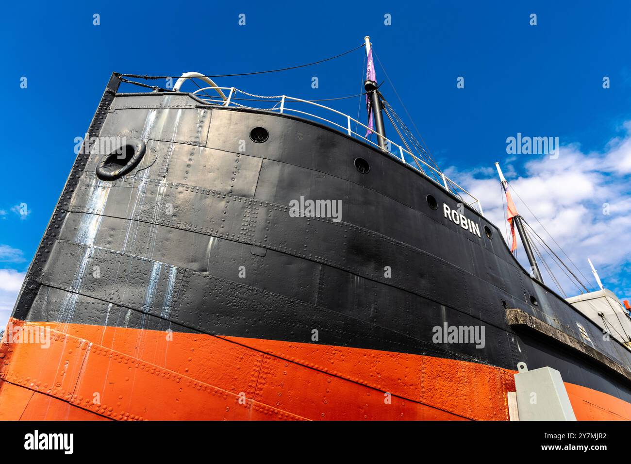 SS Robin steamship hull built in 1890, Trinity Buoy Wharf, London, England Stock Photo