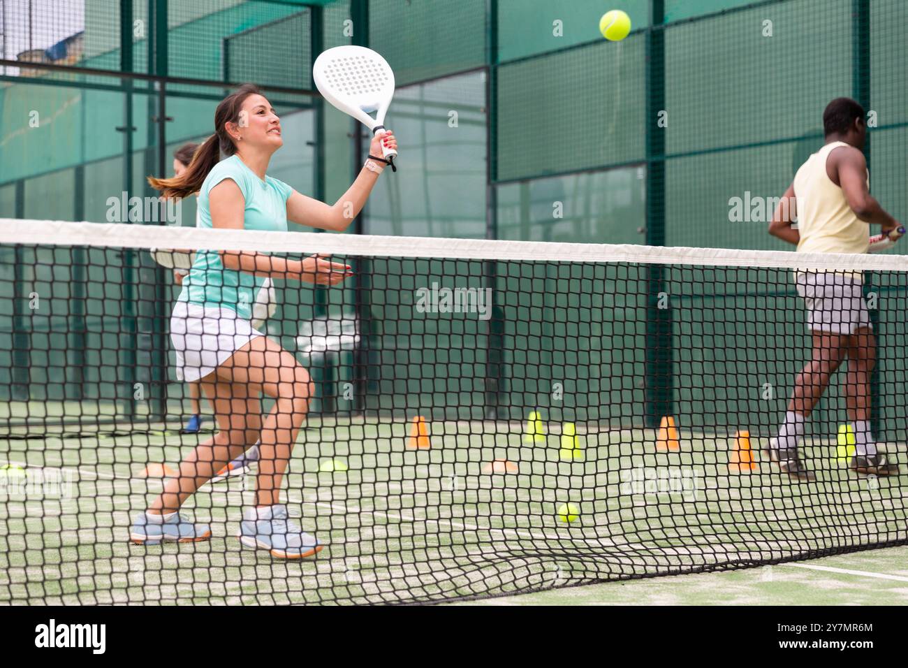 Team padel game on tennis court Stock Photo - Alamy