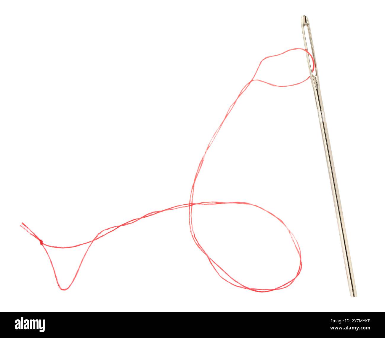 Sewing needle with red thread isolated on white Stock Photo - Alamy