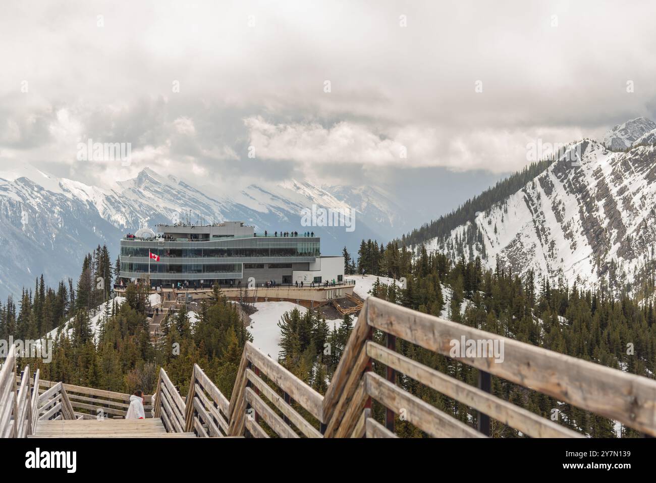 Views at the stunning Banff Gondola during spring time with snow capped ...