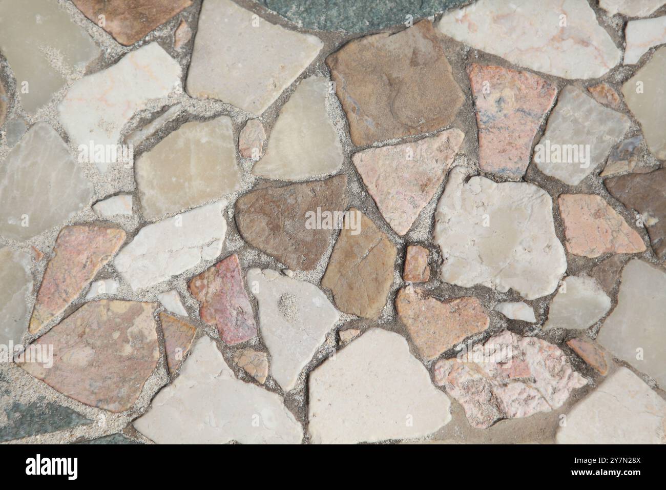 stone tiles background texture, multicolor, different shapes Stock Photo