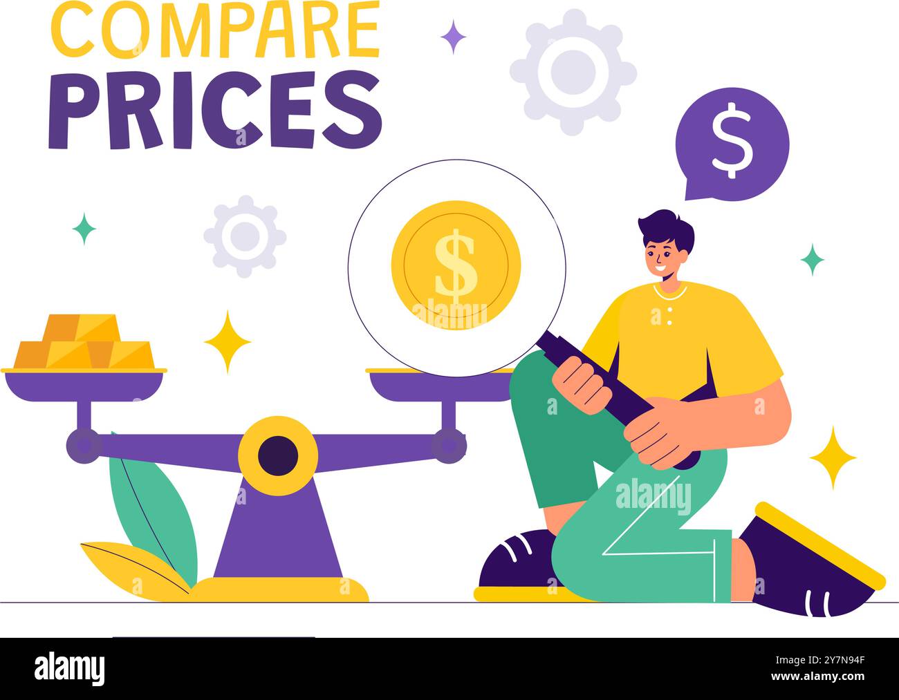 Vector Illustration of Comparing Prices and Inflation in the Economy ...