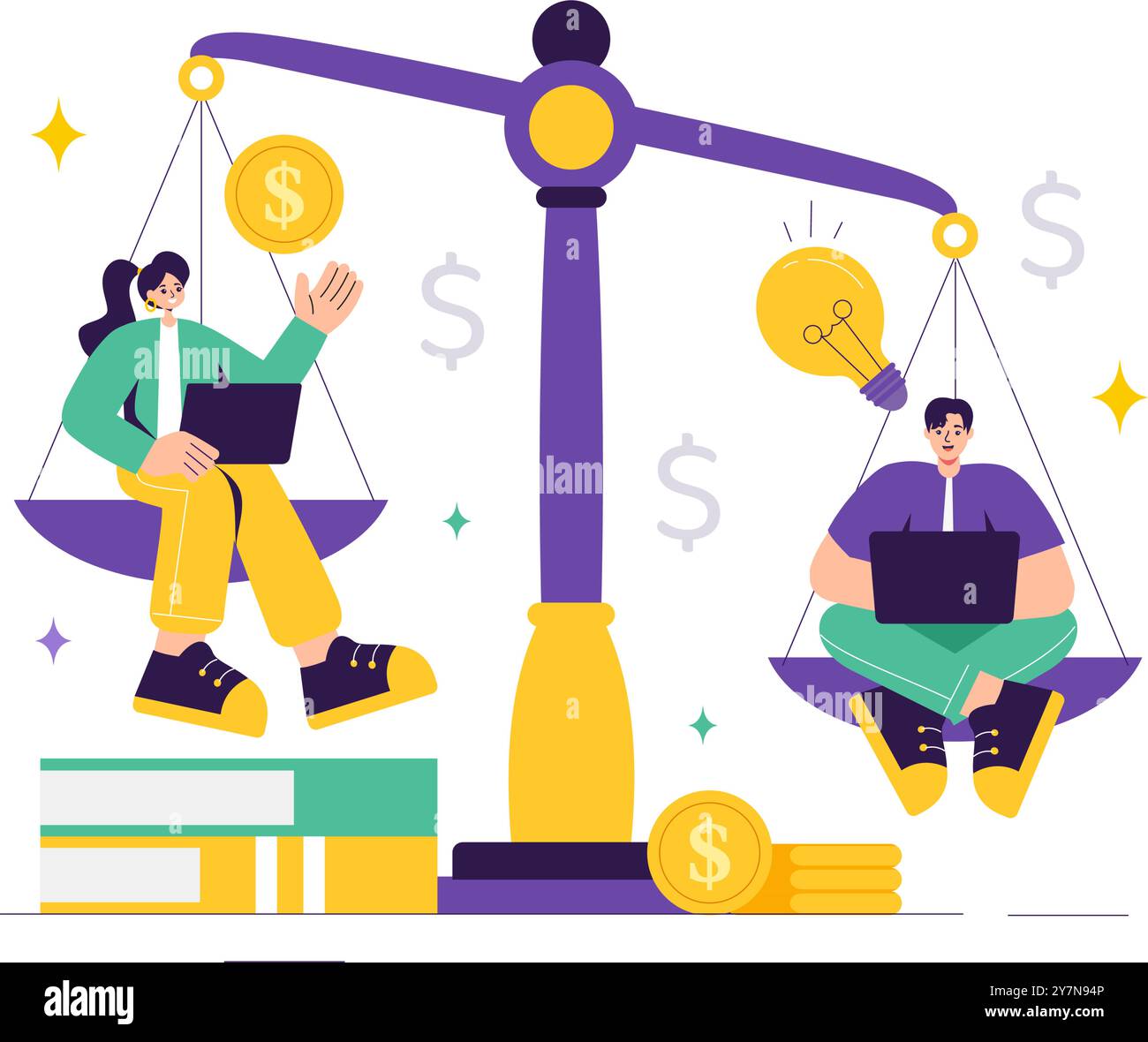 Vector Illustration of Comparing Prices and Inflation in the Economy ...