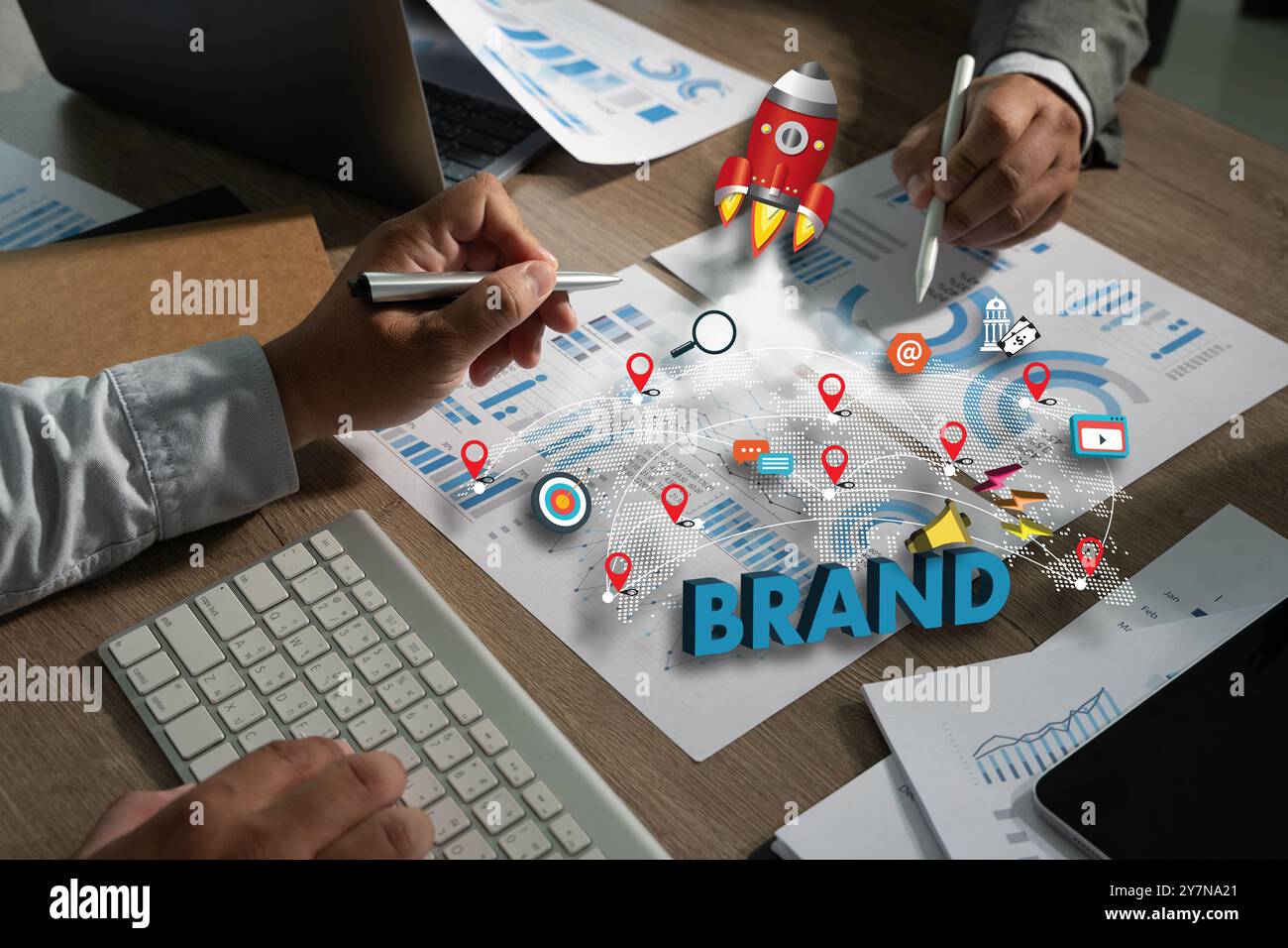 branding concept business designer idea development Branding Marketing and Advertising media network Stock Photo