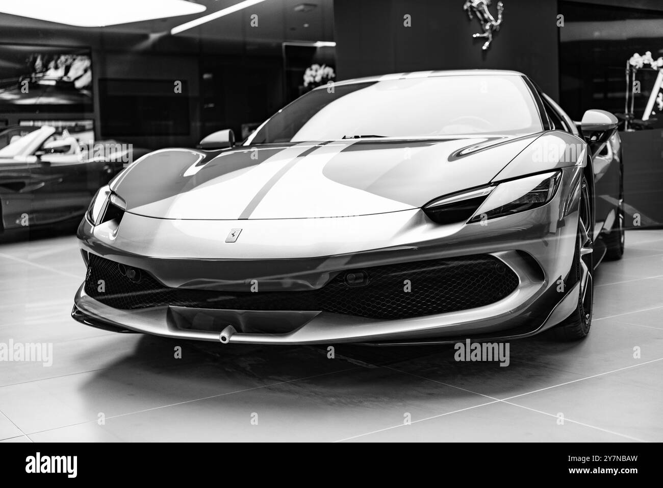 Front of ferrari sports car Black and White Stock Photos & Images - Alamy
