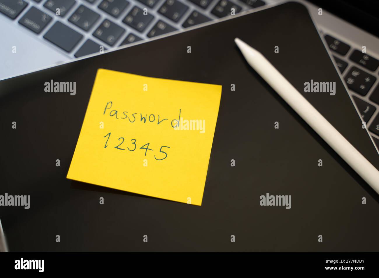 password protection note paper on computer Password security and data security protection password privacy Stock Photo