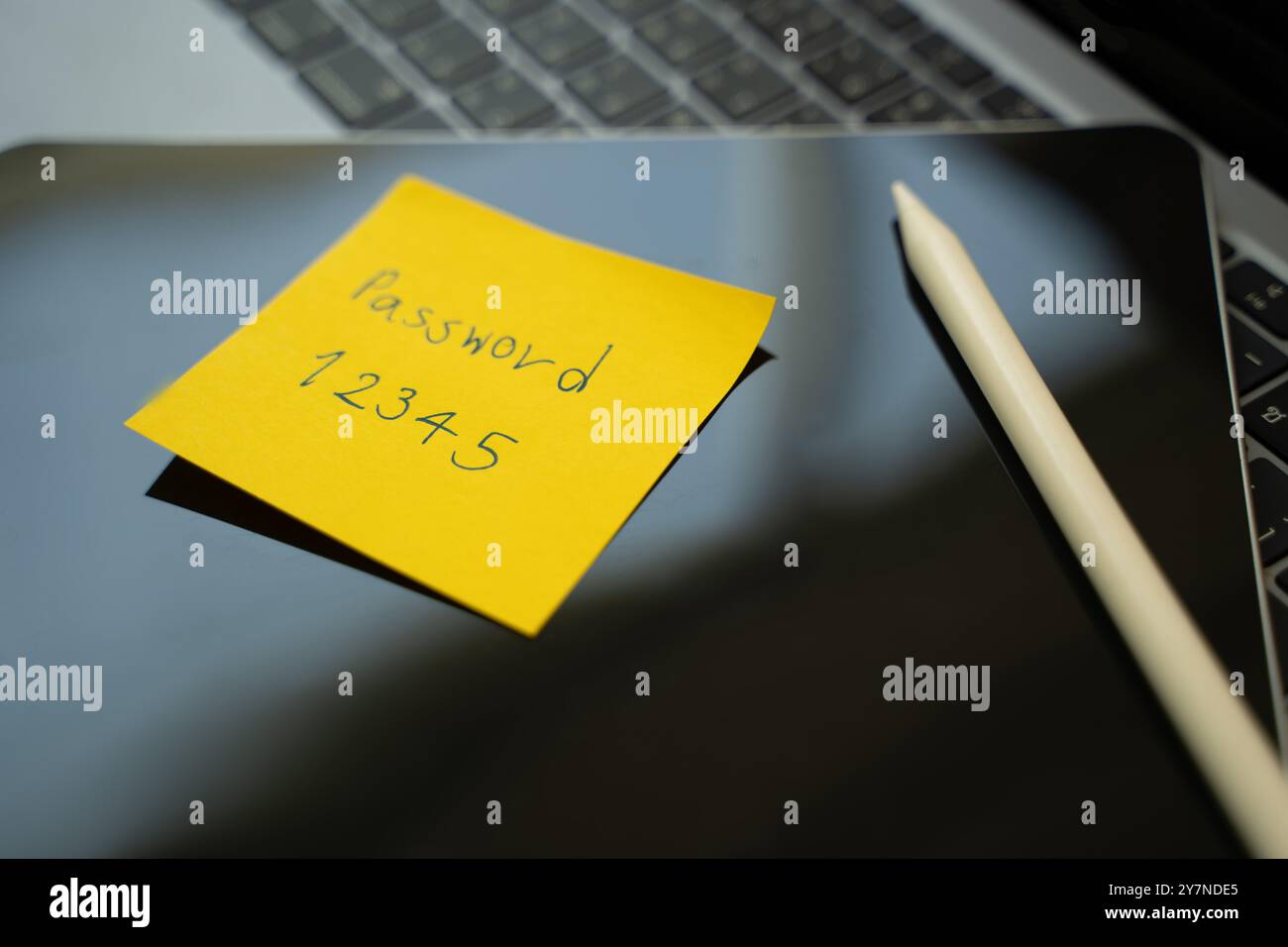 password protection note paper on computer Password security and data security protection password privacy Stock Photo