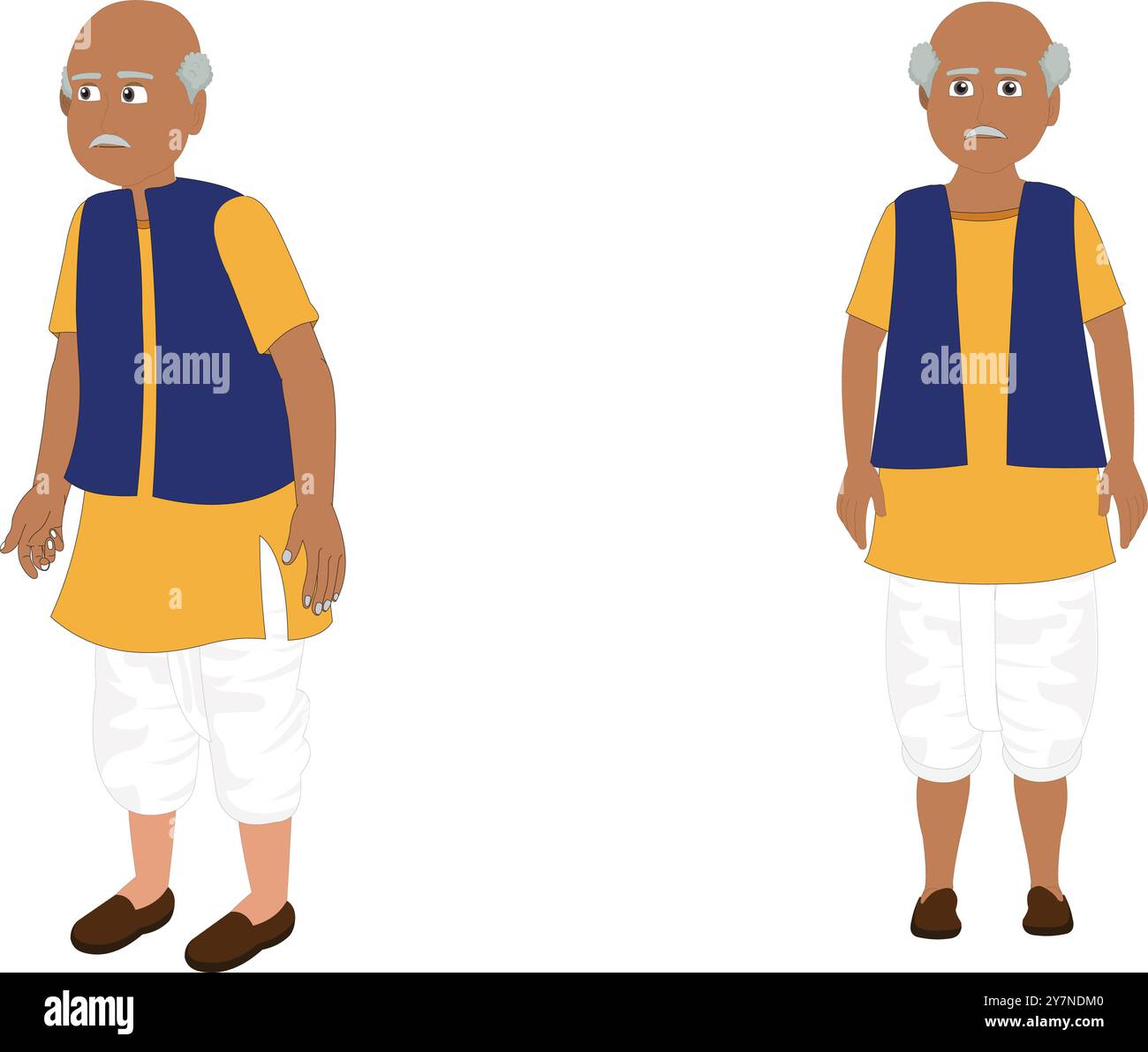 Indian old man character set for animation. Indian old grandfather