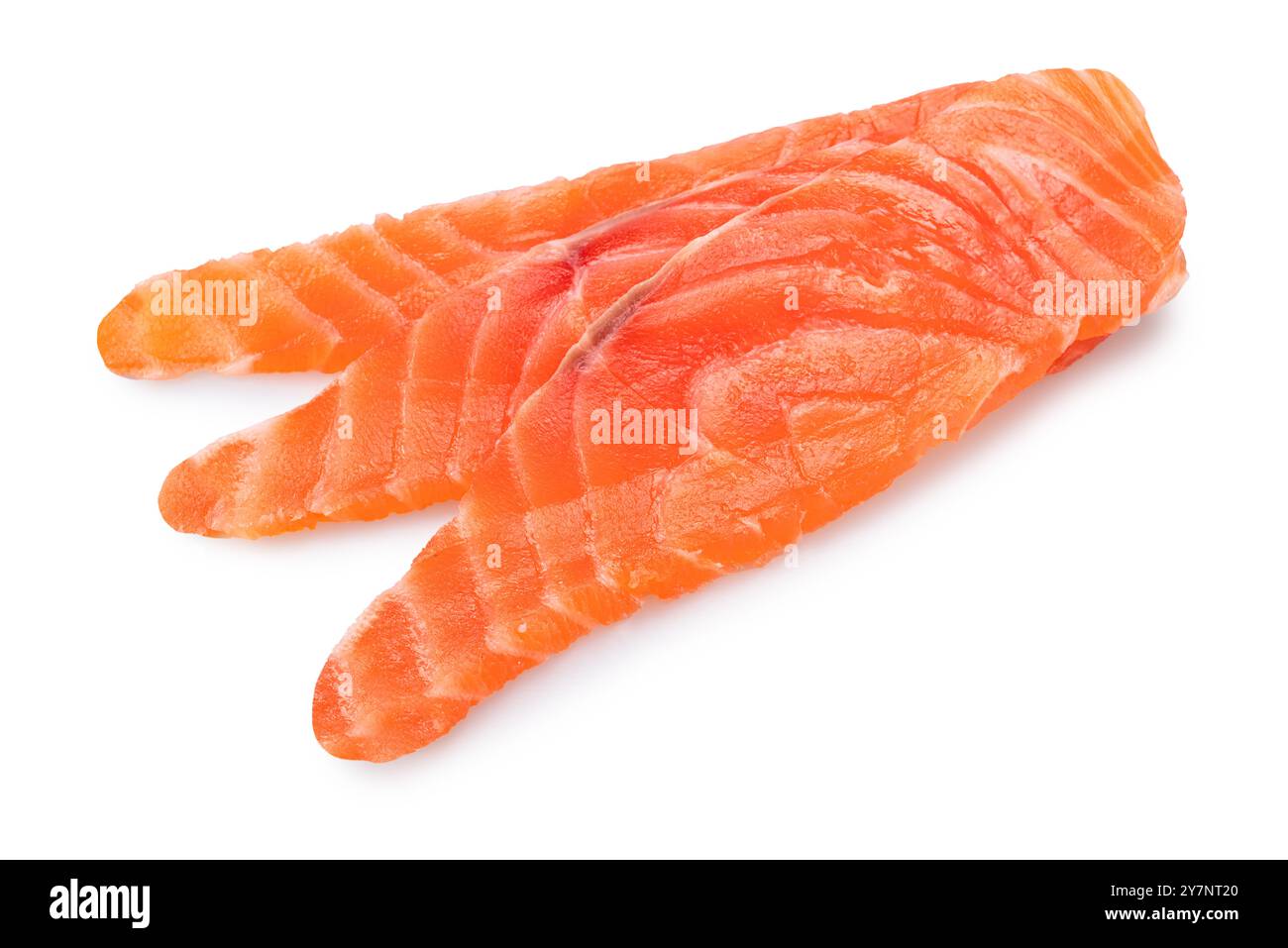 Salmon fillet slices isolated on white background. File contains ...