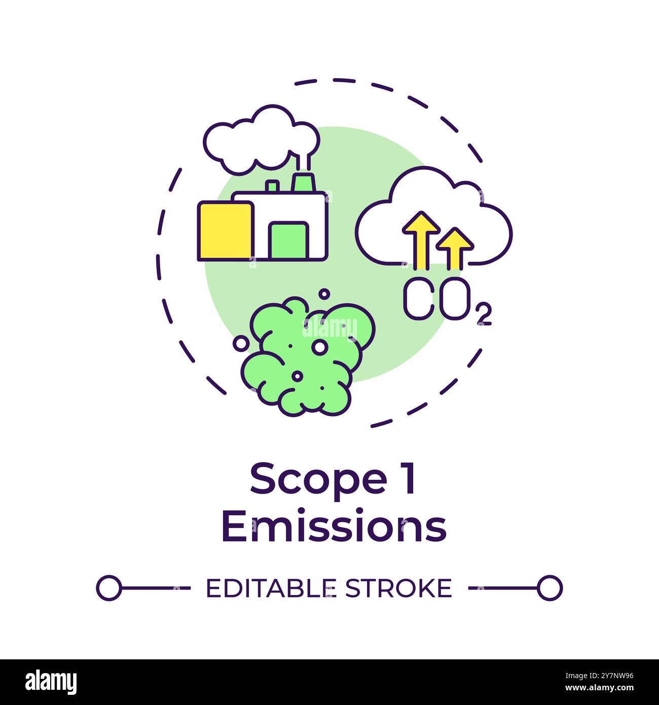Scope 1 emissions multi color concept icon Stock Vector