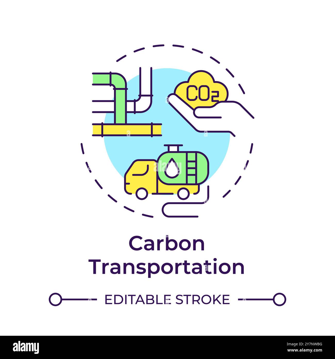 Carbon transportation multi color concept icon Stock Vector