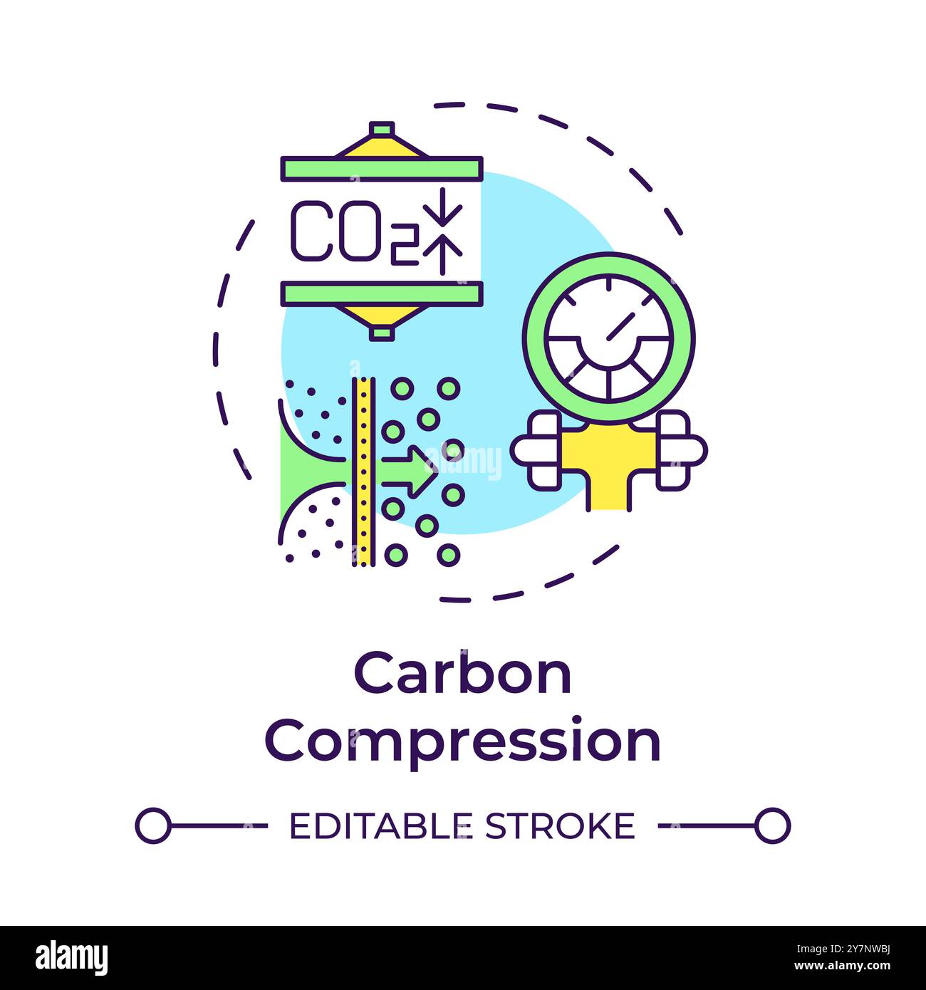 Carbon compression multi color concept icon Stock Vector