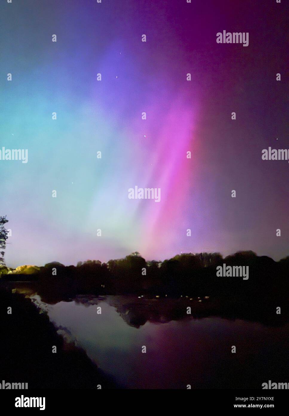 The Aurora Borealis over Wiltshire, UK - Smartphone Captured Stock Image