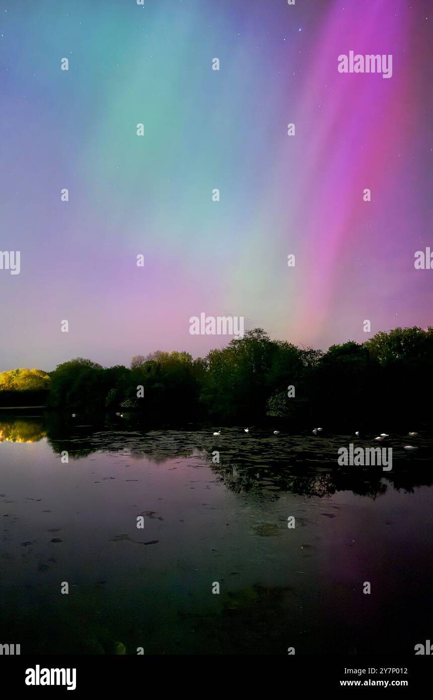 The Aurora Borealis over Wiltshire, UK - Smartphone Captured Stock Image