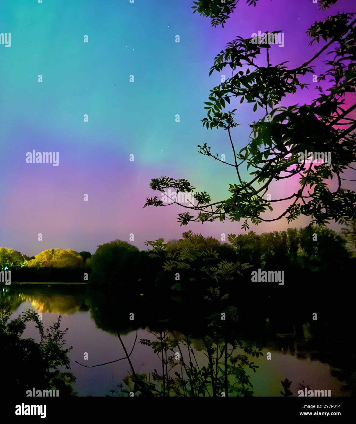 The Aurora Borealis over Wiltshire, UK - Smartphone Captured Stock Image