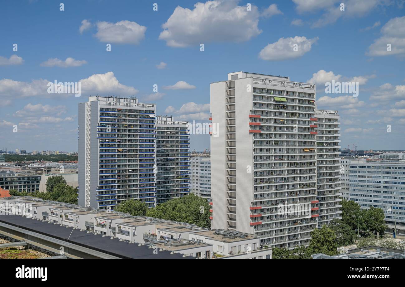 Residential high-rise buildings in Leipziger Straße, Mitte, Berlin, Germany, Wohnhochhäuser in der Leipziger Straße, Deutschland Stock Photo