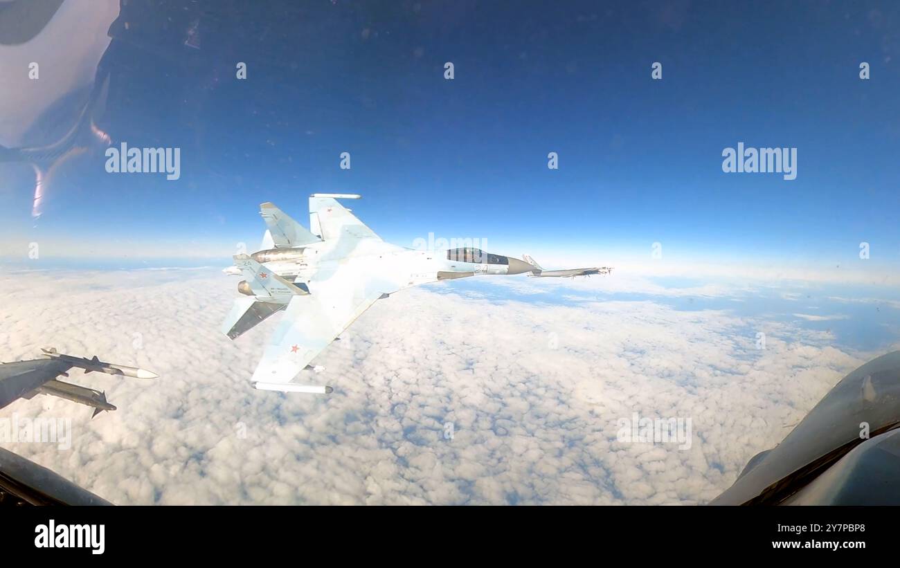 On Sept. 23, 2024, a U.S. Air Force F-16 operating under the direction of North American Aerospace Defense Command, was conducting a routine intercept Stock Photo