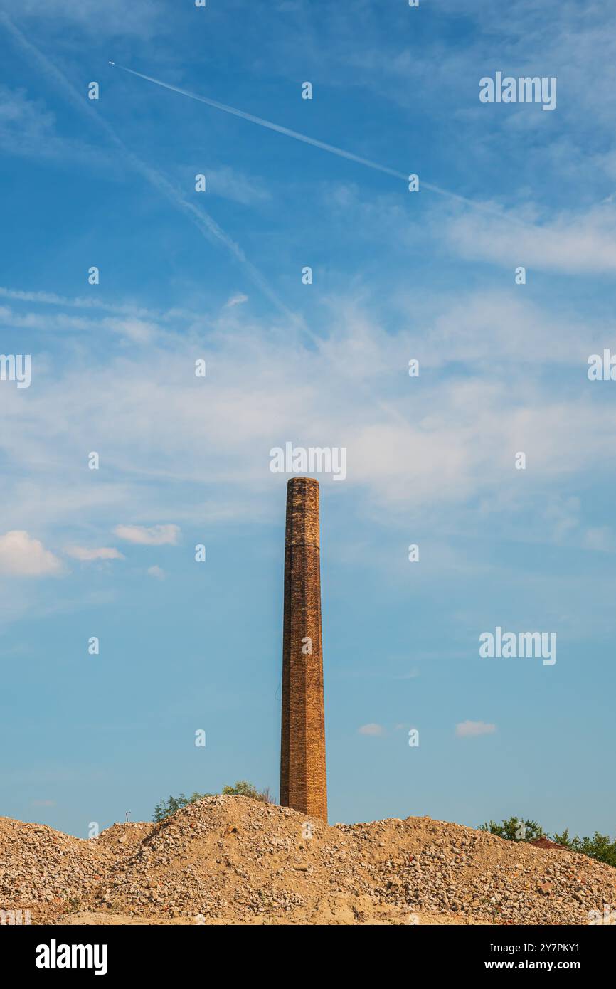 Old factory smoke stack chimney made of bricks against blue sky Stock ...