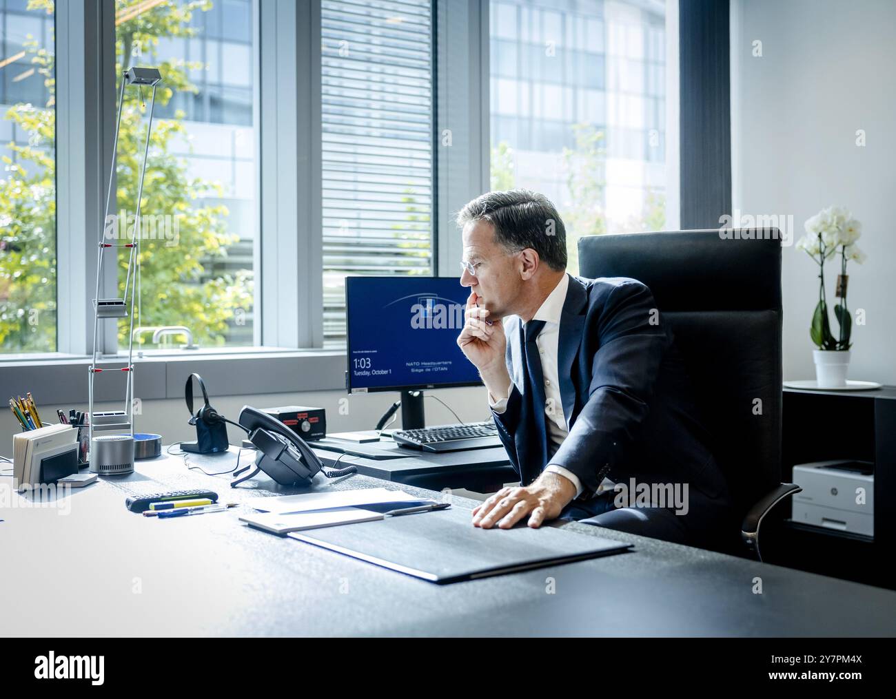Mark Rutte Office BRUSSELS - NATO Secretary General Mark Rutte sits in his office for the ...