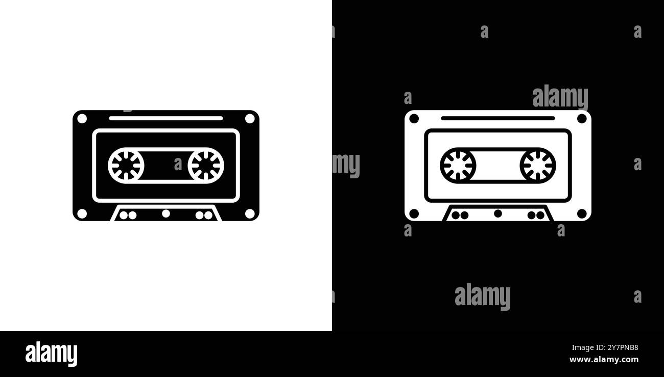 Cassette tape icon Flat thin line vector illustration art outline set ...
