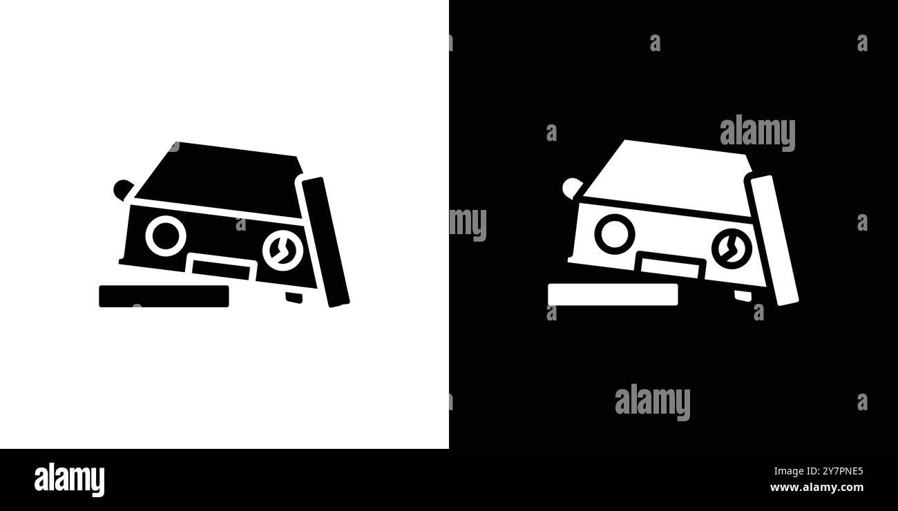 Car accident icon Flat thin line vector illustration art outline set ...