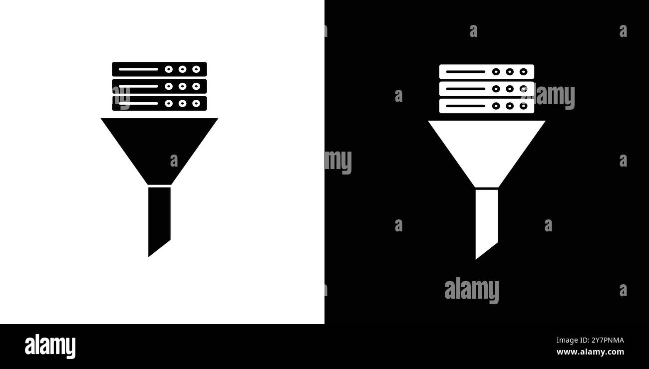 Data filtering icon Flat thin line vector illustration art outline set Stock Vector