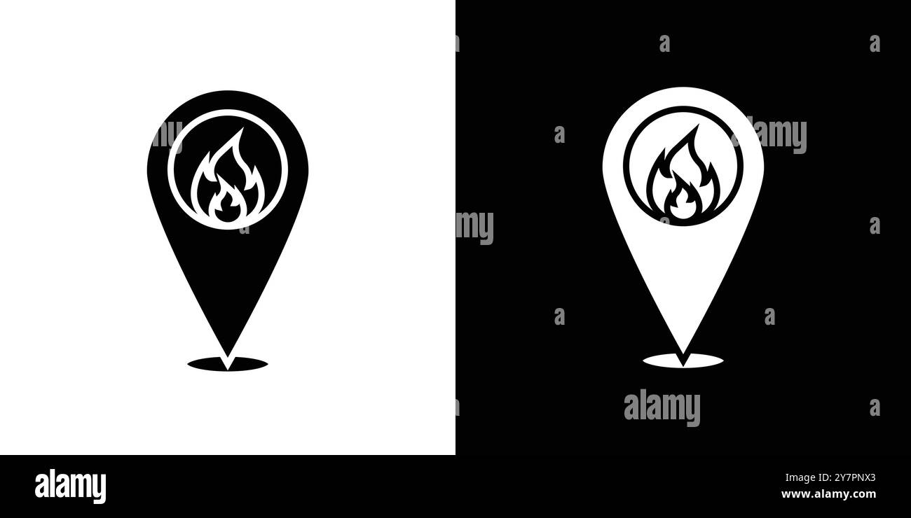 fire location icon Flat thin line vector illustration art outline set ...