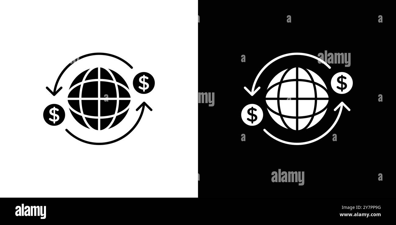 International money transfer icon Flat thin line vector illustration ...
