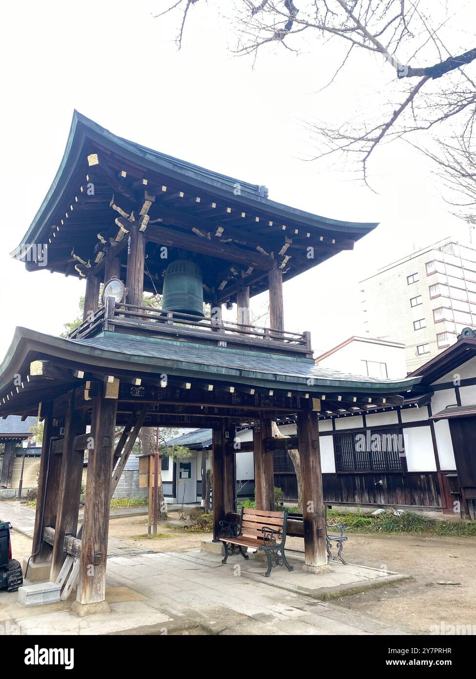 Bell Tower at Hida Kokubunji Temple, Takayama Japan - Smartphone Captured Stock Image