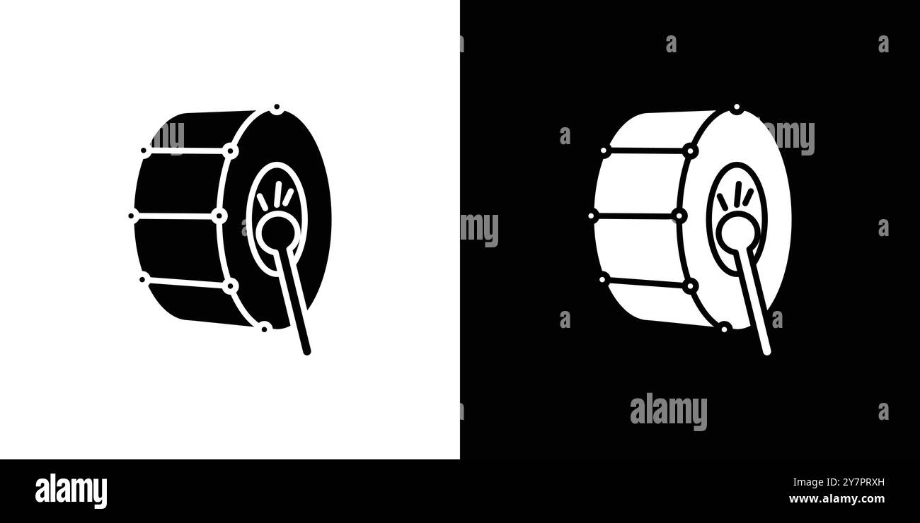 Snare Drum icon Flat thin line vector illustration art outline set ...